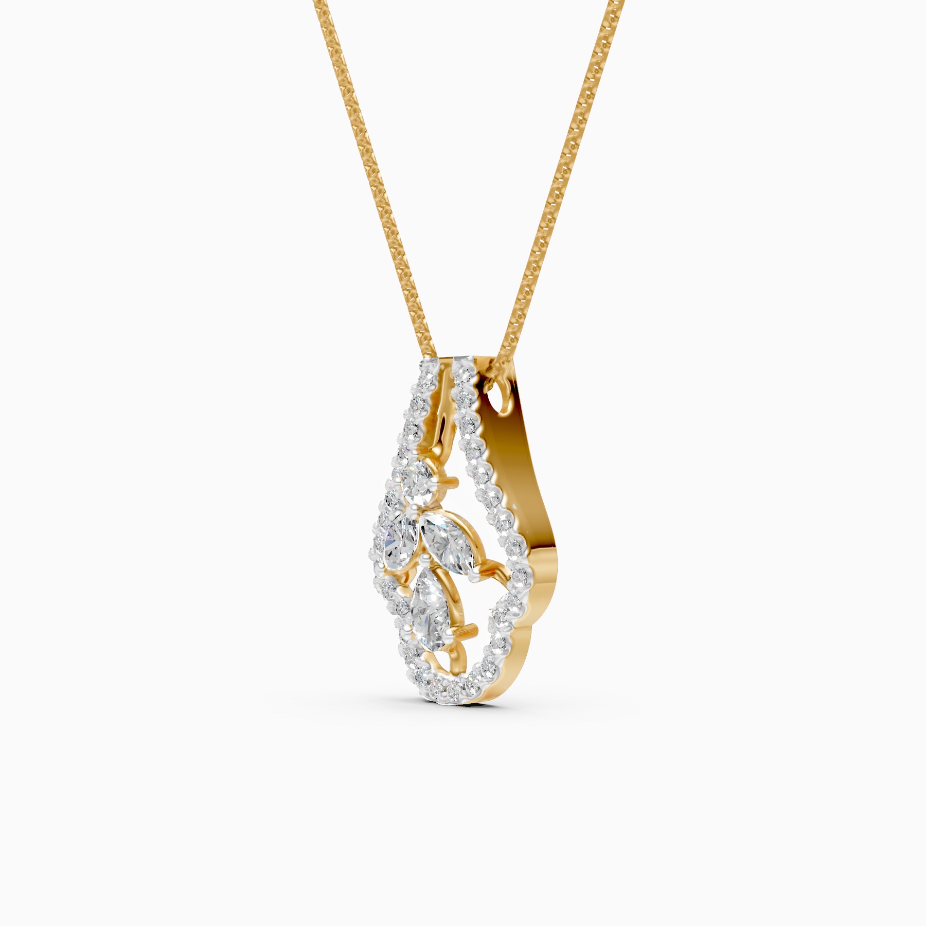 Designer Floral Lab Grown Diamond Pendant Necklace